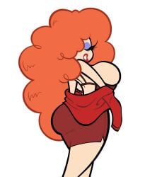 1girls auburn_hair big_breasts cartoon_network huge_breasts jojobrito light-skinned_female light_skin long_hair mature mature_female orange_hair powerpuff_girls rear_view sara_bellum undressing warner_bros warner_brothers