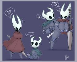 1boy 1girls 2025 absurdres anthro bayonet_(artist) big_breasts breasts cloak dialogue empty_eyes female grey_body grey_skin height_difference hollow_knight hornet_(hollow_knight) insect insects leg_lift male male/female mask masked masked_male nail penetration penis protagonist_(hollow_knight) pussy sex shorter_male spider sweat sweatdrop taller_girl thick_thighs thighs vaginal_penetration weapon