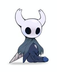 1boy 2025 absurdres bayonet_(artist) big_head cloak hollow_knight male male_only mask masked_male nail non-human non-human_only penis presenting protagonist_(hollow_knight) solo toony weapon