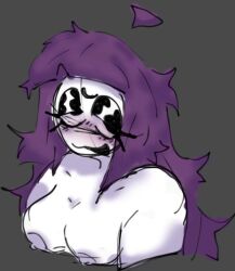 black_eyes breasts lila_(spooky_month) nipples purple_hair spooky_month tits_out