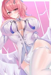 1girls big_breasts breasts breasts_out dress exposed_breasts female hoyoverse large_breasts long_hair mihoyo panties pantyshot pantyshot_(standing) pink_hair purple_eyes remielle_(zenless_zone_zero) remielle_dan thighhighs underwear upskirt white_dress white_panties white_thighhighs white_underwear white_wings wings zenless_zone_zero