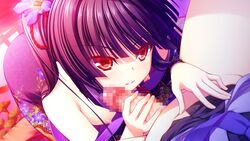 16:9 asami_asami black_hair breasts censored female game_cg japanese_clothes long_hair penis re:birth_colony red_eyes rindou_airi