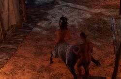 3d animal_genitalia_on_humanoid anthro ass athletic_female big_penis carnal_instinct centaur detailed_background equid_taur furry horse_pussy_on_humanoid human_on_anthro lowres naked nipples sand sex sex_from_behind taur video_games