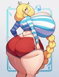 ai_generated booty_shorts cassie_(theycallhimcake) dioxide huge_ass huge_breasts pinup shorts tagme thick_ass thick_thighs