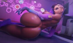 1girls 3d big_ass big_breasts dark-skinned_female dat_ass hasfeldt huge_ass overwatch sombra