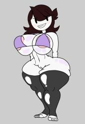 accurate_art_style bra edit edited_image edited_official_artwork huge_breasts huge_hips huge_thighs jaiden jaiden_animations no_panties notagoodguy1_(autor) slim_waist smiling_at_viewer toeless_legwear toeless_socks white_skin