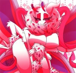 2022 4_arms antennae_(anatomy) artist_signature breasts demon demon_girl demon_horns dotted_background eyebrows eyelashes female female_focus female_only friday_night_funkin friday_night_funkin_mod fur horns humanoid moth moth_booba moth_girl moth_humanoid multicolored_wings neck_tuft pink_accents posing retrospecter_mod rhombus_background ribbons ribbons_(anatomy) sakuroma_(retrospecter) seductive_female seductive_look seductive_pose seductive_smile solo solo_female sticking_out_tongue thick_thighs twitter voluptuous voluptuous_female white_background white_skin wings wrist_tuft