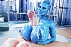 2025 3d 3d_(artwork) alien alien_girl asari blue_body blue_skin light-skinned_futanari light_skin mass_effect no_face paizuri precum tagme titjob wet_cheetos