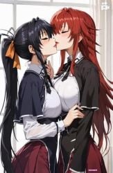 2females 2girls 2women ai. ai_generated akeno. akeno_himejima and animated first girl_on_girl high_school_dxd image lesbian_couple lesbian_kiss lesbian_sex rias rias_gremory sapphic tagme video with yuri yuri yuri