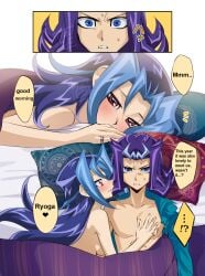 after_sex bed blue_eyes blue_hair blush breasts brother_and_sister closed_mouth dntks edit female heart horny_female incest kamishiro_rio nude open_mouth purple_hair red_eyes reginald_kastle ring rio_kamishiro ryoga_kamishiro serious smile surprised sweatdrop teenager text translated uncomfortable yu-gi-oh! yu-gi-oh!_zexal