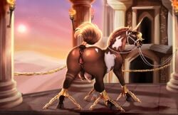 2024 anatomically_correct anatomically_correct_anus anatomically_correct_genitalia anatomically_correct_pussy animal_genitalia animal_pussy anus bit_gag bound bridle chained chains clitoral_winking clitoris digital_media_(artwork) equid equine equine_anus equine_genitalia equine_pussy eyebrows eyelashes facial_piercing female feral gag genitals hair hi_res hooves horn huskii-s mammal mottled mottled_genitalia multicolored_body multicolored_hair mythological_creature mythological_equine mythology nipples nose_piercing nose_ring outside piercing pillar pussy raised_tail reins ring_piercing shackled solo tail tail_wraps teats torch two_tone_body two_tone_hair two_tone_tail udders unicorn wraps