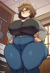 1female 1girls 2d ai_generated annoyed annoyed_expression big_ass big_breasts blackwhiplash_(style) canine dog_ears doggy female furry gilf huge_ass huge_breasts hyper_ass hyper_breasts judy_(jinu) mature_female pout puffy_nipples shiba_inu tagme thick_thighs thunder_thighs tight_clothing truth_spider03