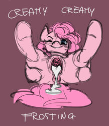 2013 anus cum distantcognition english_text equine female feral friendship_is_magic fur hair horse legs_up looking_at_viewer my_little_pony one_eye_closed pink_fur pink_hair pinkie_pie_(mlp) pony pussy solo spread_legs spreading text