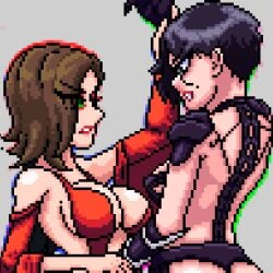 2girls big_ass big_breasts female kaileena nannipsx pixel_art prince_of_persia prince_of_persia_warrior_within sand_creature sand_creature_(prince_of_persia) shahdee video_games