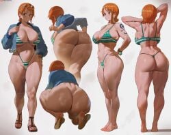 1girls 2020s 2025 2d ass breasts color female female_only hi_res huge_ass huge_breasts nami one_piece orange_hair shaded shexyo solo solo_female toned toned_female