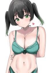 1girls arm_behind_back bare_arms bare_belly bare_chest bare_hands bare_hips bare_midriff bare_navel bare_shoulders bare_skin belly belly_bulge belly_button black_hair black_hair_female blush blush_face blush_lines blushed_face blushing_at_viewer blushing_face blushing_female bra breasts busty busty_female busty_girl busty_teen cleavage closed_mouth_smile collarbone dot_nose elbows exposed_arms exposed_belly exposed_chest exposed_hips exposed_midriff exposed_navel exposed_shoulders exposed_skin eyebrows_visible_through_hair fair_skin female female_focus female_naked female_only fingers frilled_bra frilled_panties frilled_underwear front-tie_bra green_bra green_eyes green_eyes_female green_hair green_hair_female green_panties green_underwear hair_between_eyes half_naked half_nude hand_behind_back hand_on_arm hand_on_own_arm head_tilt heart high_resolution high_school_student highres lean_body lean_figure light-skined_female light-skinned light-skinned_female light_skin light_skin_female light_skinned light_skinned_female long_hair looking_at_viewer love_live! love_live!_nijigasaki_high_school_idol_club medium_breasts midriff naked naked_female naked_woman narrow_waist navel nervous nervous_expression nervous_face nervous_female nervous_smile nude nude_female nudity panties partially_naked school_girl semi_nude shoulders shy shy_expression shy_smile simple_background slender_body slender_waist slim_girl slim_waist smile smiley_face smiling smiling_at_viewer smirk smooth_skin solo standing sunya_(honorin-yuunibo) takasaki_yuu teen_girl teenage_girl teenager thin_waist tilted_head twintails twintails_(hairstyle) underwear upper_body white_background