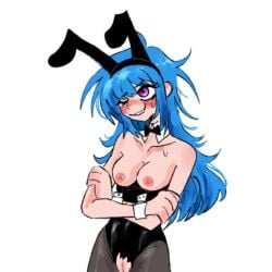 alfiete_ blue_hair breasts bunny_ears bunnysuit kaboodle kaboodle_(mcyt) kaboodle_smp mcyt minecraft minecraft_youtubers