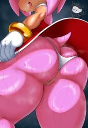 2025 amy_rose anthro ass bodily_fluids butt_focus clothed clothing eulipotyphlan female genitals gloves handwear hedgehog helloguish hi_res mammal multicolored_body multicolored_skin open_mouth panties pink_body pink_skin pussy sega signature simple_background solo sonic_the_hedgehog_(series) sweat tan_body tan_skin two_tone_body two_tone_skin underwear upskirt