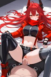 1boy 1boy1girl 1female 1girls ai_generated bed blush clothed clothed_sex cocky cocky_smile cum cum_inside female flanofart goddess_of_victory:_nikke red_eyes red_hood_(nikke) sex smile smirk smirking tagme vaginal_penetration