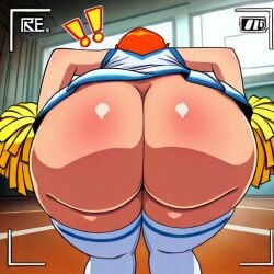 ai_generated bending_over big_ass cheerleader female gwen_tennyson looking_down no_panties nsfw nude picking_up recording uncensored