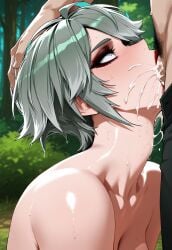 ai_generated alhaitham_(genshin_impact) blowjob ent90 female genshin_impact green_eyes penis rule_63