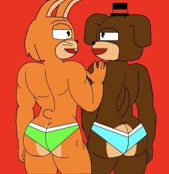 2boys 5_fingers alternate_version_available artist_request ass ass_focus back back_view billy_(nightmare_at_charles) brown_body brown_fur butt_focus canine charles_(nightmare_at_charles) domestic_dog duo duo_male fangame fangame_character five_nights_at_freddy's floppy_ears fnaf furry furry_male furry_only gay hand_on_shoulder hat looking_at_another male male_ass male_ass_focus male_butt male_butt_focus male_only nightmare_at_charles nmac_1 open_mouth orange_body orange_fur rabbit red_background rule34.us_import shipping smiling tail tophat underwear underwear_only whiskers yiff