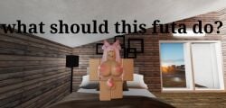 3d asking_viewer big_breasts big_penis cat_ears catgirl futa_only futanari naked_futa pink_hair roblox roblox_avatar roblox_condo robloxian text