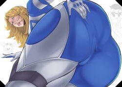 1girls ass ass_focus blonde_hair bodysuit female huge_ass human invisible_woman low-angle_view marvel marvel_rivals smug_ghost solo solo_female spread_anus sue_storm wide_hips