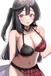 _request absurdres adapted_costume arm_behind_back bikini black_choker black_eyebrows black_hair black_hair_female blush blush blush_face blush_lines blushed_face blushing_at_viewer blushing_face blushing_female breasts busty busty_female busty_girl busty_teen choker cleavage collarbone dive!_(love_live!) earrings fair_skin female grey_eyes grey_eyes_female hair_between_eyes hand_behind_back highres jewelry large_breasts light-skined_female light-skinned light-skinned_female light_skin light_skin_female light_skinned light_skinned_female long_hair looking_at_viewer love_live! love_live!_nijigasaki_high_school_idol_club midriff navel one_side_up open_mouth open_mouth_smile parted_lips ponytail red_bikini side_ponytail sidelocks simple_background smile smiley_face smiling smiling_at_viewer smooth_skin solo standing star_(symbol) star_earrings sunya_(honorin-yuunibo) swimsuit tongue upper_body upper_teeth white_background yuki_setsuna