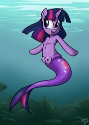 2013 animal_ears breast crotchboob crotchboobs female friendship_is_magic furry hasbro horn horse_ears killryde long_hair mermaid multicolored_hair my_little_pony navel nipples open_mouth purple_eyes smile solo tail tail_fin topless twilight_sparkle_(mlp) underwater