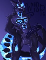 furry kaiju_paradise male muscular penis precum purple_skin roblox shark wisp_(kaiju_paradise)