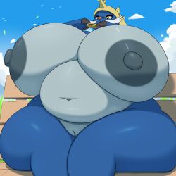 bbw big_breasts breasts cleavage female furry hidenafox huge_breasts nipples overweight pokemon pokemon_(species) samurott tagme thick_thighs wide_hips