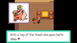 pokemon pokemon_rse pokemon_anthro_emerald wally_(pokemon) anthroemerald dickgirl futanari pixel_art sprite 1boy 1futa sex mod anal anal_penetration futa_on_male anthro gardevoir futa_gardevoir leash futadom