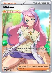 card clothed clothed_female_nude_male clothed_sex cowgirl_position english english_text female green_eyes looking_at_viewer miriam_(pokemon) pink_hair pokemon pokemon_card pokemon_trainer reit sex tagme tcg text vaginal_penetration vaginal_penetration vaginal_sex watermark