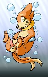 balls buizel feral flygon_(artist) green_eyes looking_at_viewer male male_only multiple_tails mustelid mustelidae nintendo otter penis pokemon solo video_games