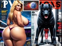 ai_generated big_ass blonde_hair breeding canine fat_ass impregnation interspecies marissa_dubois milf model planet_of_the_dogs_catwalk thong zoophilia