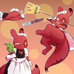 anthro artificer_(rain_world) furry maid rain_world red scar scar_on_face soarfloh