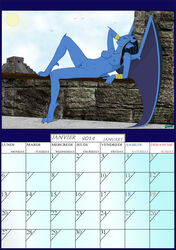 2013 breasts calendar_(medium) disney fab3716 female gargoyles january january_(month) nipples nude obsidiana pussy solo