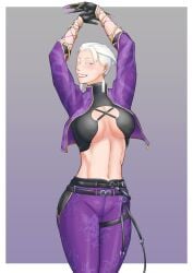 a.k.i. alternate_costume asutorotoro athletic athletic_female busty capcom female female_focus female_only hourglass_figure short_hair slim slim_waist street_fighter street_fighter_6 tagme white_hair wide_hips