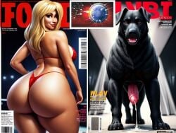 ai_generated big_ass blonde_hair breeding canine fat_ass impregnation interspecies marissa_dubois milf model planet_of_the_dogs_catwalk thong zoophilia