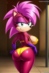 ai_generated ass ass_focus magenta_fur oiled oiled_skin sonia_the_hedgehog sonic_(series) sonic_the_hedgehog_(series) sonic_underground