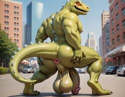 1boy abs ai_generated anthro anus ass ass_focus back back_muscles balls bara big_ass big_balls big_muscles big_nipples big_pecs big_penis booster_rex daddy dilf dinosaur erection gay green_body huge_balls huge_cock huge_muscles huge_nipples huge_pecs hunk kaiju macro male male_only monster muscular muscular_anthro muscular_male nipples nude pecs penis reptar reptile rugrats scalie solo