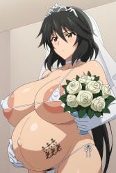 1girls ai_generated areolae big_breasts black_hair breasts chifuyu_orimura enormous_breasts female female_focus female_only hairy_pussy huge_breasts infinite_stratos large_areolae large_breasts long_hair looking_at_viewer mature_female milf nude open_mouth orimura_chifuyu ponytail pregnancy_tally pregnant pregnant_belly pregnant_female ready_to_pop smiling smiling_at_viewer tongue tongue_out wedding_lingerie wedding_veil white_gloves white_legwear yellow_eyes