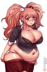 bbw belly_overhang big_belly big_female blush chubby chubby_female danganronpa danganronpa:_trigger_happy_havoc embarrassed fat fat_ass fat_female fat_fetish fat_girl fat_woman fatty junko_enoshima kipteitei large_female obese obese_female overweight overweight_female pig plump pork_chop thick_thighs tight_clothes tight_clothing tight_fit tubby weight_gain