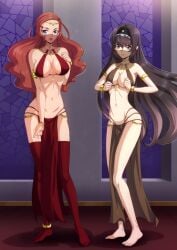 2girls aunt aunt_and_niece carly_disel cleavage code_geass code_geass:_lost_stories family female female_only harem_girl harem_outfit large_breasts maya_disel multiple_girls niece revealing_clothes sideboob the_dark_mangaka