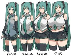 big_breasts blue_hair blue_hair_female clothed clothed_female clothes clothing flat_chest flat_chested fully_clothed fully_clothed_female hatsune_miku light-skinned_female light_skin pale-skinned_female pale_skin thick_thighs twintails vocaloid white_background