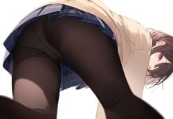 1girls ai_generated all_fours ass brown_eyes brown_hair clothed clothing female female_focus female_only high_resolution highres looking_at_viewer on_all_fours panties panties_under_pantyhose pantyhose pov project_sekai pussy school schoolgirl shinonome_ena skirt solo solo_female solo_focus thighs underwear uniform