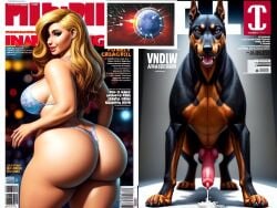 ai_generated big_ass blonde_hair breeding canine fat_ass impregnation interspecies marissa_dubois milf model planet_of_the_dogs_catwalk thong zoophilia