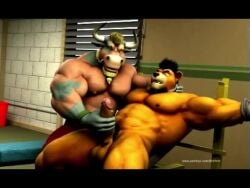 3d animals animated anthro balls bear biceps braford breasts brown_fur bull dozer_(braford) furries furry gay handjob horns kurt_(braford) male mp4 multiple_boys muscular muscular_male no_sound orange_fur orgasm orgasm_from_handjob pecs penis sexy_boys tagme triceps video