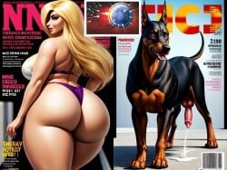ai_generated big_ass blonde_hair breeding canine fat_ass impregnation interspecies marissa_dubois milf model planet_of_the_dogs_catwalk thong zoophilia